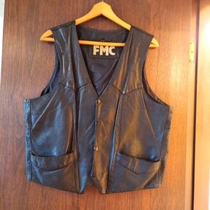 FMC Vintage Men's 4 Snap Leather Vest w/Pockets Size-42